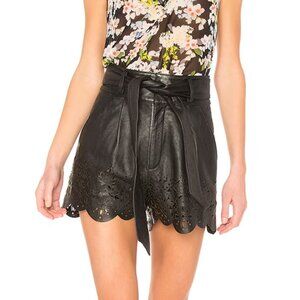 Marissa Webb Jane Leather Shorts Womens 2 Black Belted Tie Waist Laser Cut Out
